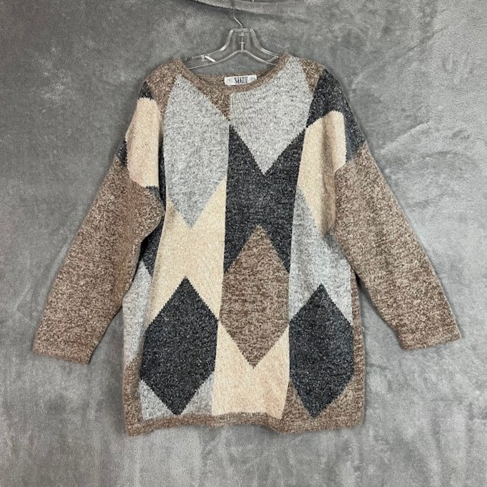 Vintage Segue Sweater Womens 2X Silk Angora Lambswool Patchwork Patchwork